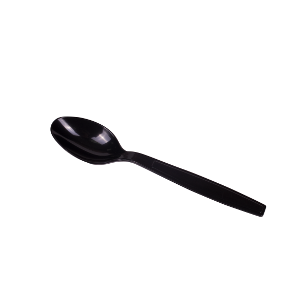 Karat PS Plastic Extra Heavy Weight Tea Spoons - Black - Wrapped - 1,000 ct