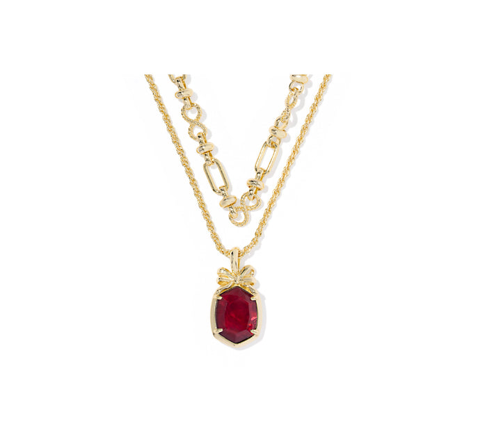 Kendra Scott - Necklace - Daphne Bow Multi Strand - Gold Dark Burgundy Illusion - Findlay Rowe Designs