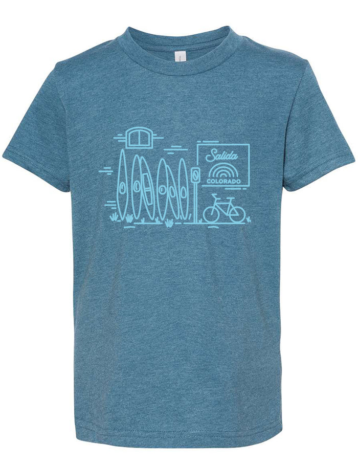 Kids Salida Kayak Wall T-shirt - Teal