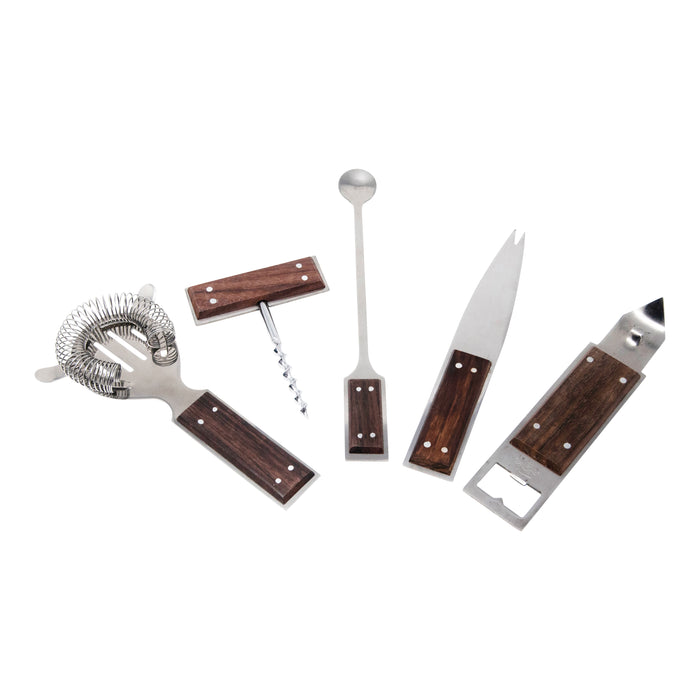 Vintage Kraftware 5 Piece Wood Handle Bar Tool Set | The Hour
