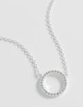 Large Pave Set Circle CZ Necklace
