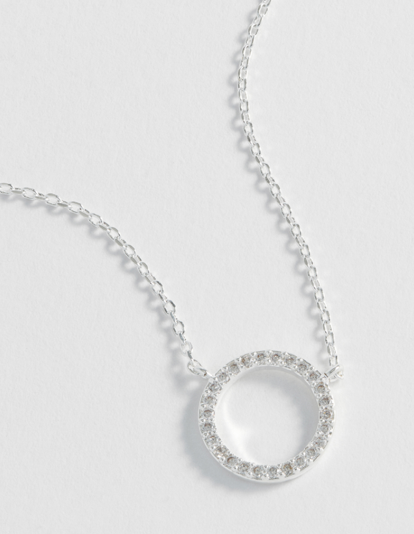 Large Pave Set Circle CZ Necklace
