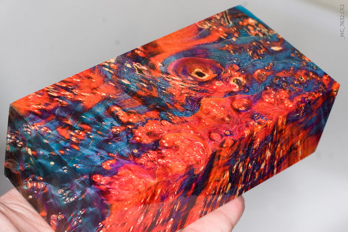 Large stabilized box elder burl wood block