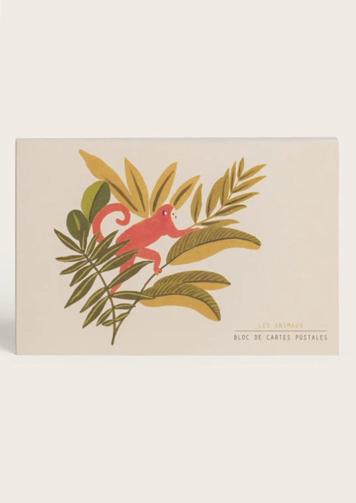 A set of animal print postcards.