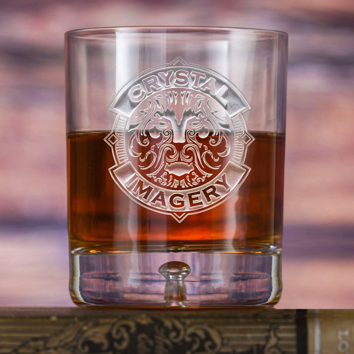 Logo Crystal Scotch Whiskey Rocks Glasses, Engraved