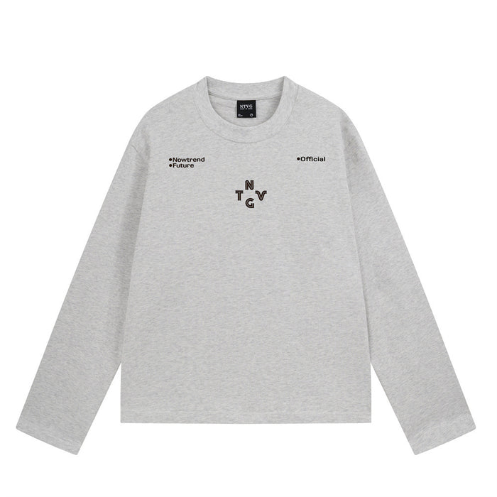 Light gray long sleeve crew neck shirt front with black NTVG chest graphic and small shoulder text