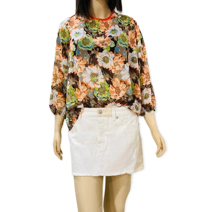 Long Sleeve Lightweight Blooming Floral Blouse