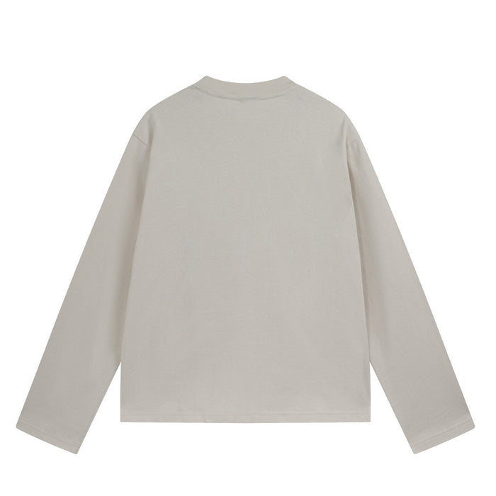 Off-white long sleeve tee shown from the back with a plain design and relaxed fit