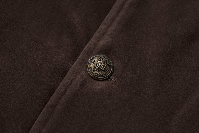 Men's Double-Breasted Padded Jacket with Faux Fur Collar