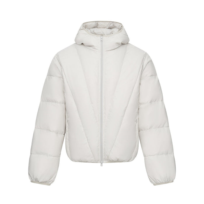 Men's Hooded Puffer Down Jacket – Oversized V-Quilt Insulated Winter Coat