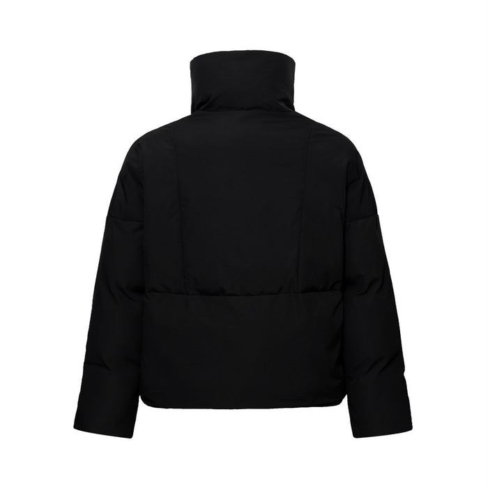 Men's Winter Puffer Jacket – Asymmetric Wrap Collar, High-Neck Quilted Coat in