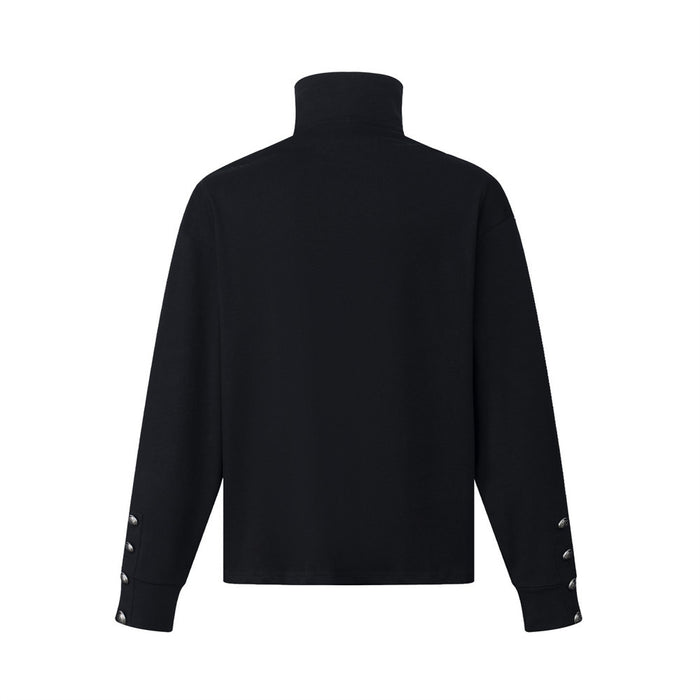 Men's Zip-Up Mock Neck Sweatshirt with Music Note Print — Oversized High-Street