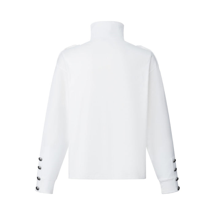 Men's Zip-Up Mock Neck Sweatshirt with Music Note Print — Oversized High-Street