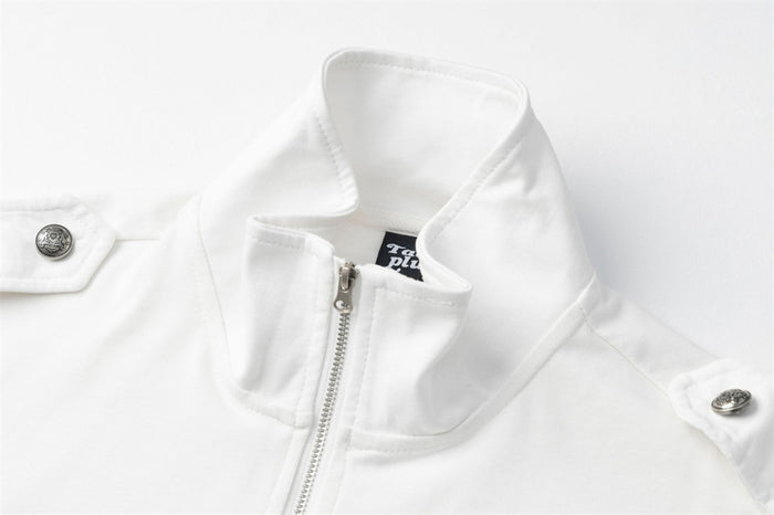 Men's Zip-Up Mock Neck Sweatshirt with Music Note Print — Oversized High-Street