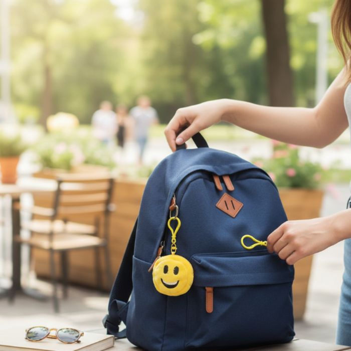 Mini Emoji Pouch Key Chain with Zipper – Small Coin Purse & Headphone Case (Random Emoji- Pack of 1)