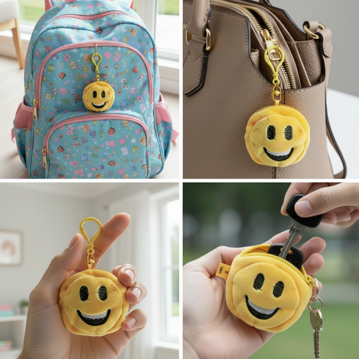 Mini Emoji Pouch Key Chain with Zipper – Small Coin Purse & Headphone Case (Random Emoji- Pack of 1)