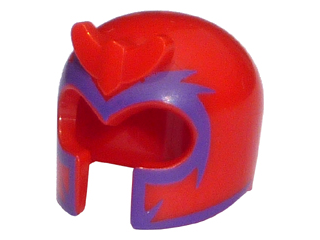 Minifigure, Headgear Helmet with Front Prongs with Dark Purple Pattern