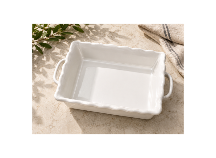 Mira Large Rectangular Baker – Ivory Reactive