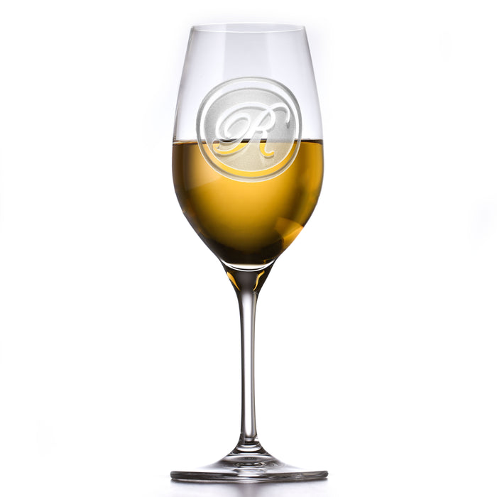 Monogrammed, Engraved Crystal White Wine Glass