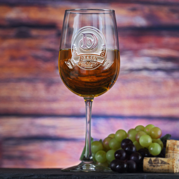 Monogrammed Engraved Wine Glass M8