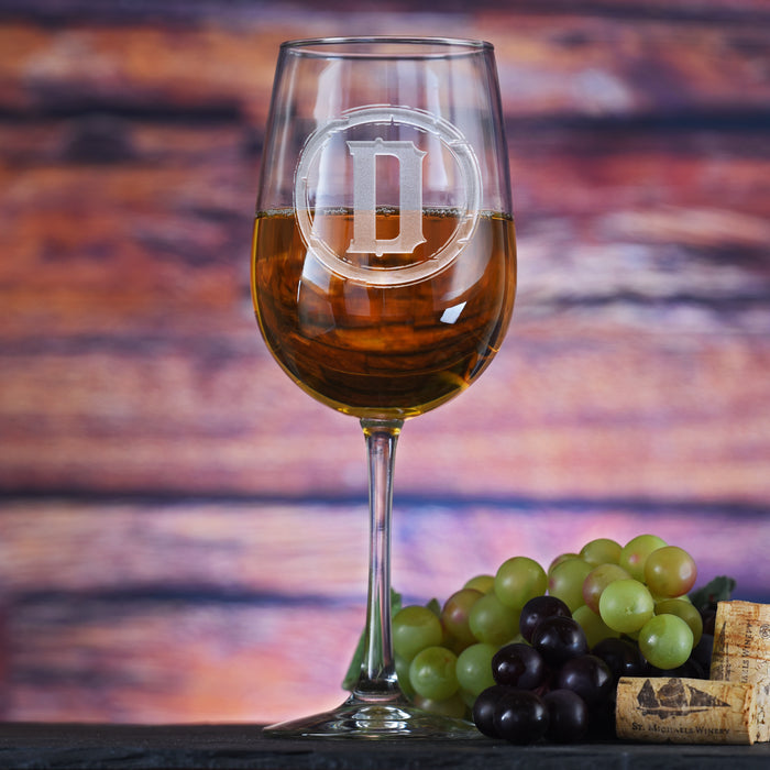 Monogrammed Engraved Wine Glass M9