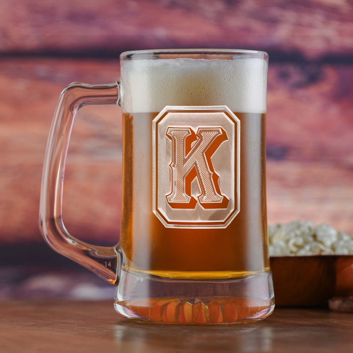 Monogrammed Full Emerald Design Beer Mug