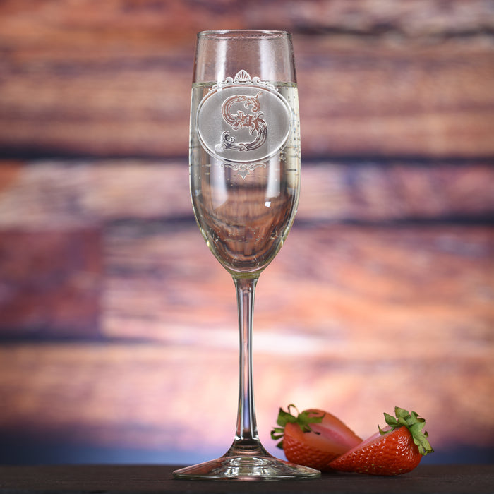 Monogrammed, Personalized Champagne Glass M21