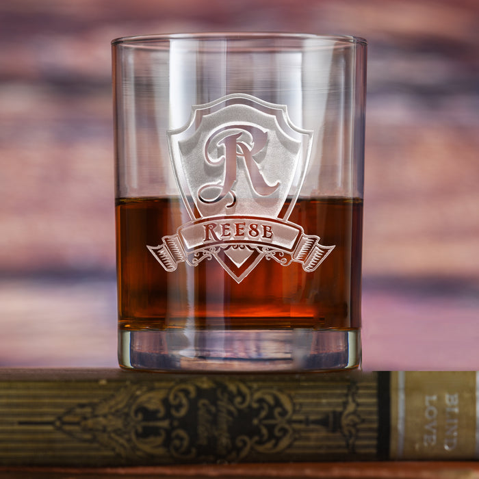 Monogrammed, Personalized Whiskey Glass M30