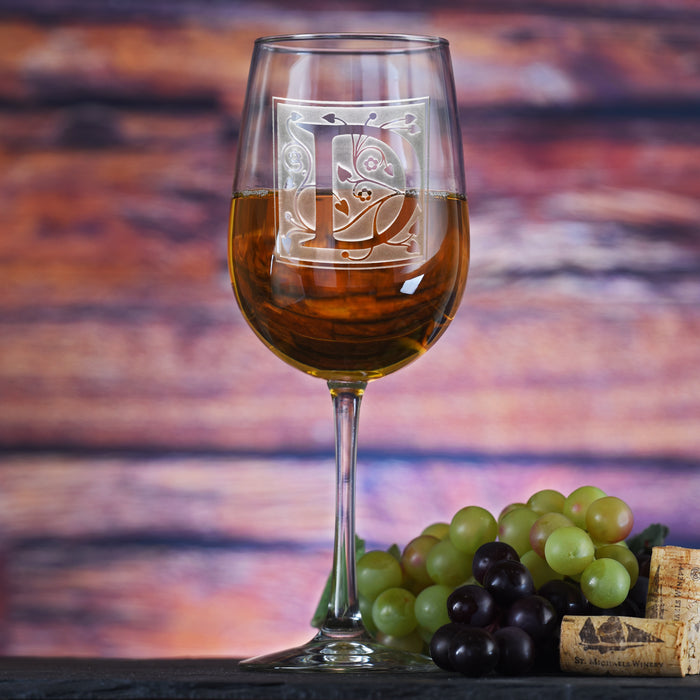 Monogrammed, Personalized Wine Glass M23