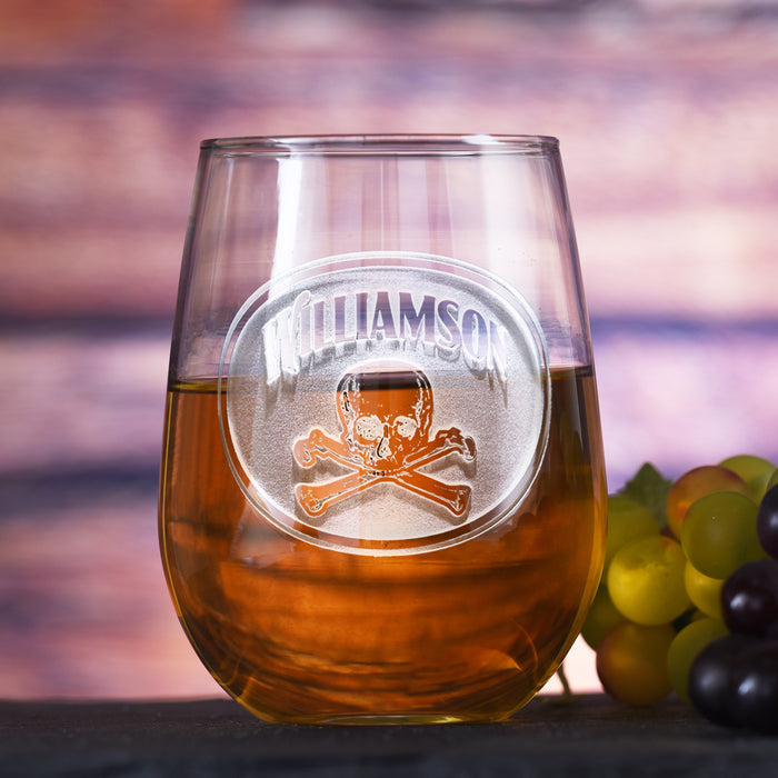 Monogrammed Stemless Wine Glass M11