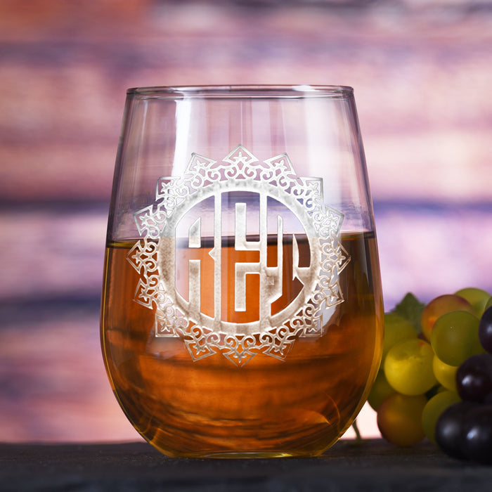 Monogrammed Stemless Wine Glass M2