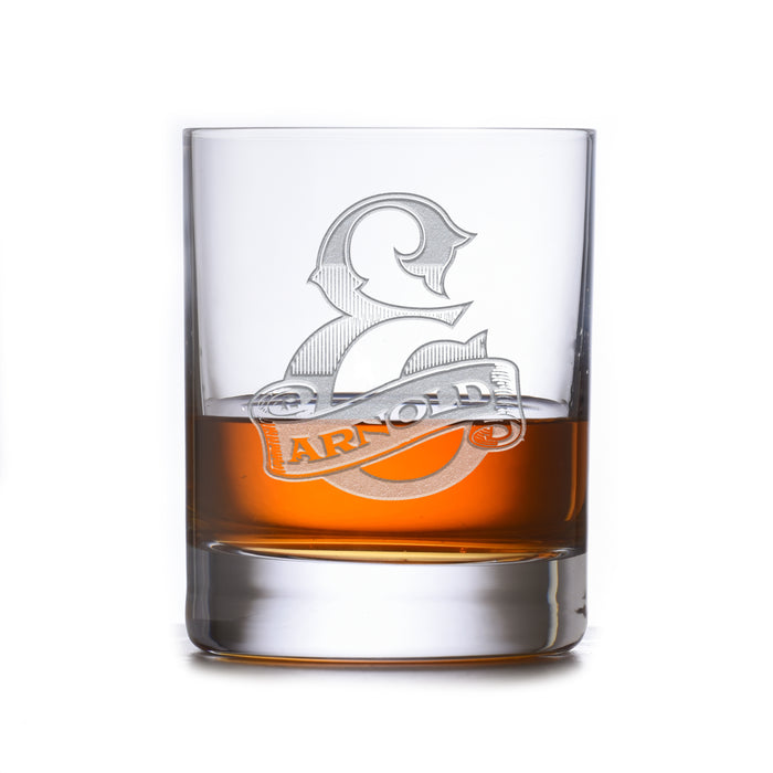 Monogrammed Stolzle Crystal Rocks, DOF, Whiskey Glass