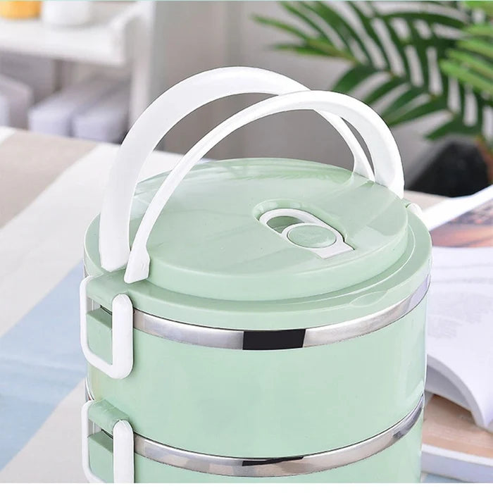 Multi Layer Stainless Steel Lunch Box (3-Tier) – Hot & Cold Insulated Food Container (Random color-Pack of 1)