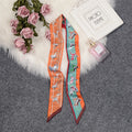 Nina Orange & Blue Twilly Skinny Scarf