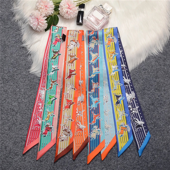 Nina Orange Twilly Skinny Scarf