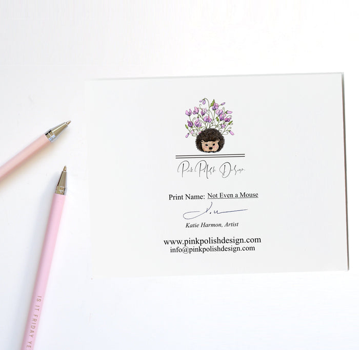 PinkPolish Design Note Cards "Not Even a Mouse" Handmade Notecard