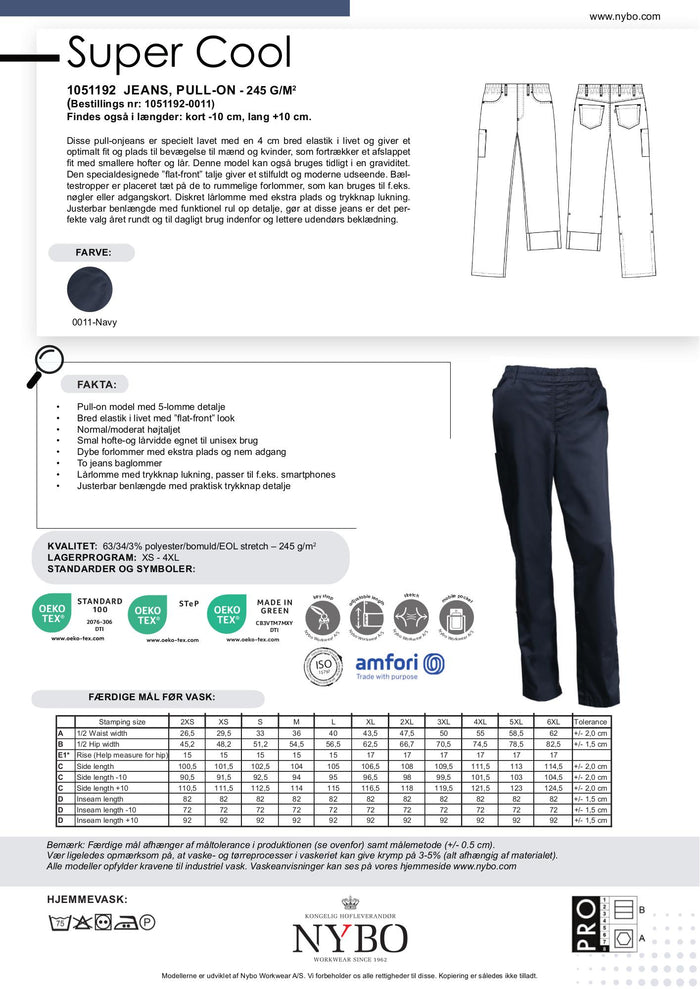 Nybo Navy Unisex Super Cool Jeans, Pull-on, Stretch, Slitstark