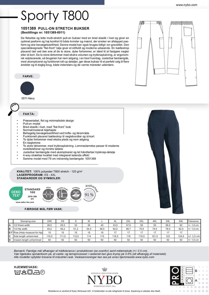 Nybo Sporty T800 unisexbyxor i navy – lätt multi-stretch