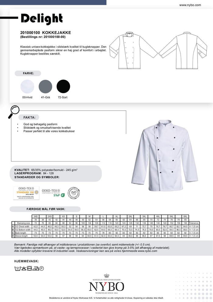 Nybo Vit Unisex Delight Kockjacka – Slitstark och bekväm