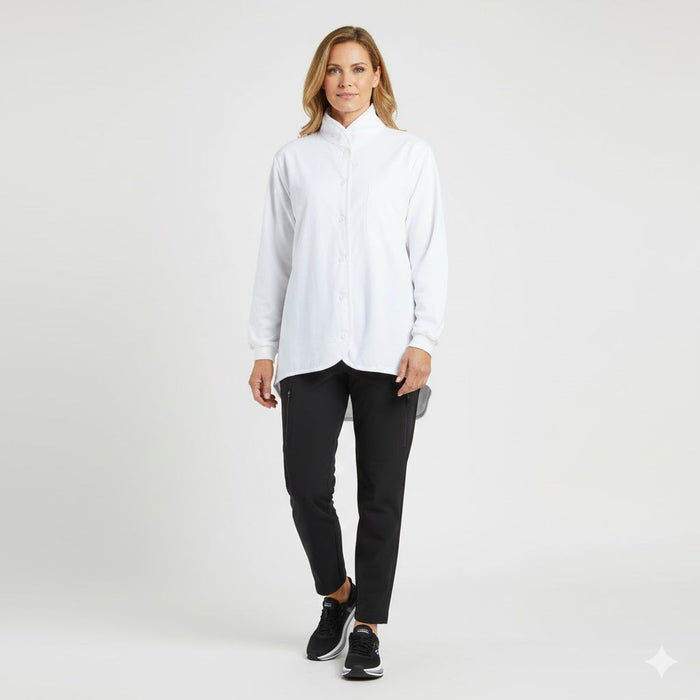Nybo Hvid Unisex Move Cardigan, Langærmet, Superblød Fleecefor