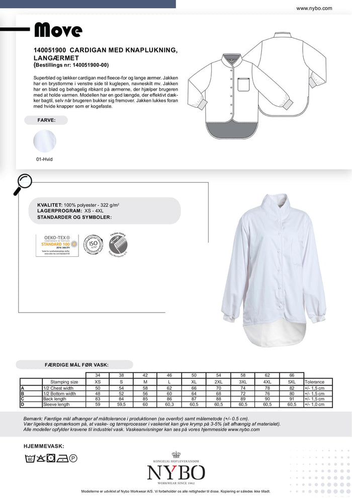 Nybo Vit Unisex Move Cardigan – Långärmad med Supermjukt Fleecefoder