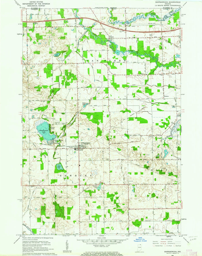 Old Map of Shipshewana, Indiana by USGS, 1961 – Newbury & Lake Shipshewana