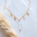 Pearl, Opal, CZ Charm Necklace