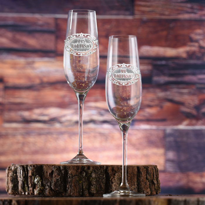 Personalized Crystal Mr & Mrs Toasting Flutes