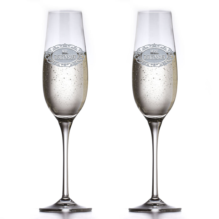 Personalized Crystal Mr & Mrs Toasting Flutes