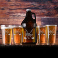Personalized Golf, Engraved, Beer Growler, Pint Glass Gift Set