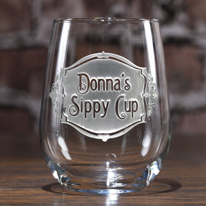 Personalized Sippy Cup Stemless Wine Glass