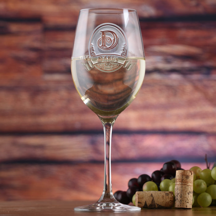 Personalized Stolzle Crystal White Wine Glass, Engraved