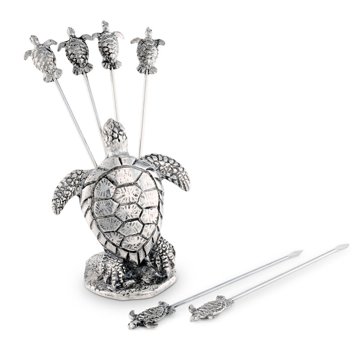 Vagabond House Pewter Sea Turtle Cheese Pick Set Product Image