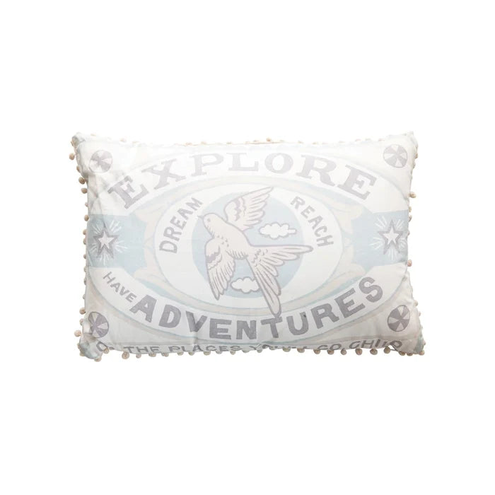 Pillow - Lumbar - Explore Adventures Pom Poms - Findlay Rowe Designs